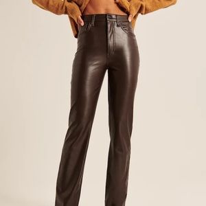 Abercrombie the 90’s straight ultra high rise vegan leather pants